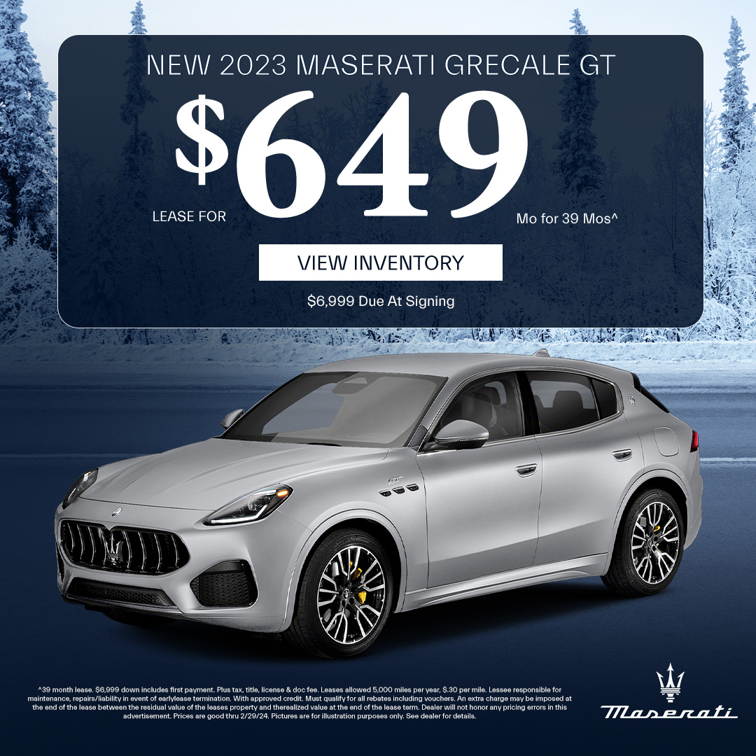 3.25% APR For 48 Months on New Maseratis*